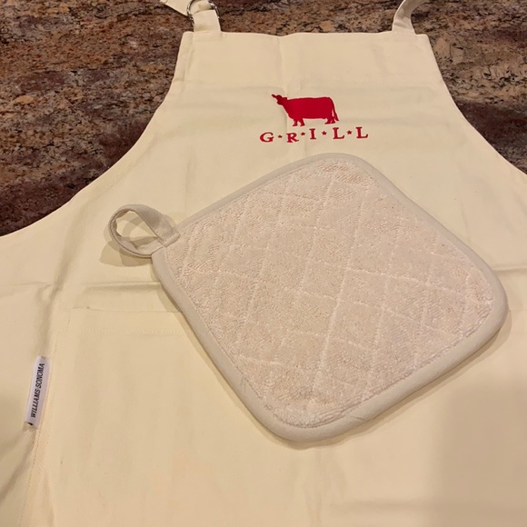 š„2-pc Set, Williams-Sonoma Grilling Adult Apron + Coordinating Potholder, NWOT - Picture 2 of 12